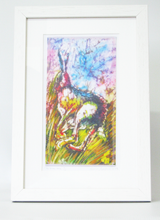 Load image into Gallery viewer, The Hare in Meadow Print with Stitch Detail Framed