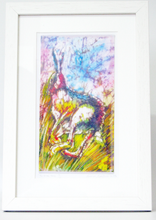 Load image into Gallery viewer, The Hare in Meadow Print with Stitch Detail Framed