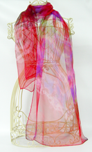 Load image into Gallery viewer, silk_scarf_draped_over_a_wire_mannequin_in_a_transparent_silk_chiffon_a_lovely_gift_idea_hand_crafted_in_Ireland