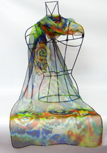 Load image into Gallery viewer, Silk Chiffon Scarf Earth Green Celtic