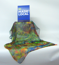 Load image into Gallery viewer, Silk Chiffon Scarf Earth Green Celtic