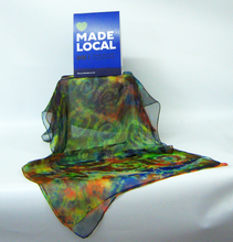Load image into Gallery viewer, Silk Chiffon Scarf Earth Green Celtic