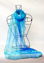 Load image into Gallery viewer, Silk Chiffon Scarf Celtic Aqua Blue Ocean Dream