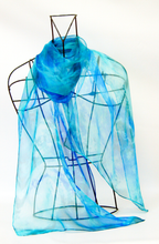 Load image into Gallery viewer, Silk Chiffon Scarf Celtic Aqua Blue Ocean Dream