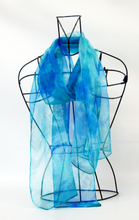 Load image into Gallery viewer, Silk Chiffon Scarf Celtic Aqua Blue Ocean Dream