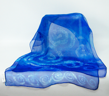 Load image into Gallery viewer, Silk Chiffon Scarf Celtic Blue Jewel