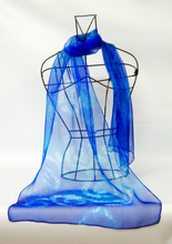 Load image into Gallery viewer, Silk Chiffon Scarf Celtic Blue Jewel