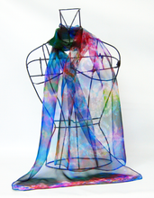 Load image into Gallery viewer, Silk Chiffon Scarf Deep Rainbow Celtic Jewel