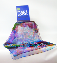 Load image into Gallery viewer, Silk Chiffon Scarf Deep Rainbow Celtic Jewel
