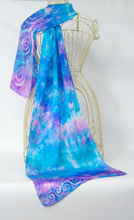 Load image into Gallery viewer, Silk Satin Scarf Celtic Blue Pink Haze