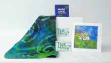 Load image into Gallery viewer, Silk Satin Scarf Celtic Midnight Emerald
