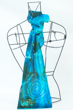 Load image into Gallery viewer, Silk Satin Neck Scarf Celtic Teal and Olive
