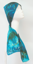 Load image into Gallery viewer, Silk Satin Neck Scarf Celtic Teal and Olive
