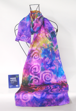 Load image into Gallery viewer, Silk Satin Scarf Celtic Lilac Summer