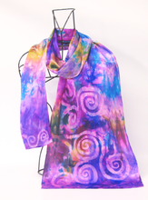 Load image into Gallery viewer, Silk Satin Scarf Celtic Lilac Summer