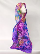 Load image into Gallery viewer, Silk Satin Scarf Celtic Lilac Summer