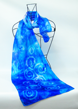 Load image into Gallery viewer, Silk Satin Scarf Celtic Blue Turquoise Ocean
