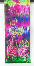 Load image into Gallery viewer, Silk Satin Scarf Celtic Green Magenta Carnival