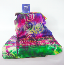 Load image into Gallery viewer, Silk Satin Scarf Celtic Green Magenta Carnival