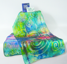 Load image into Gallery viewer, Silk Satin Scarf Celtic Green Rainbow