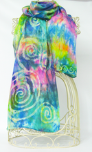 Load image into Gallery viewer, Silk Satin Scarf Celtic Green Rainbow