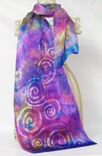 Load image into Gallery viewer, Silk Satin Scarf Lilac Garden