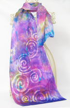 Load image into Gallery viewer, Silk Satin Scarf Lilac Garden