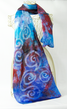 Load image into Gallery viewer, Silk Satin Scarf Celtic Lilac Turquoise Magenta