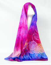Load image into Gallery viewer, Silk Satin Scarf The Celtic Lilac Sunset