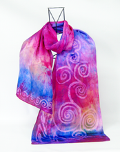 Load image into Gallery viewer, Silk Satin Scarf The Celtic Lilac Sunset