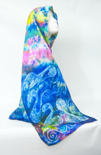 Load image into Gallery viewer, Silk Satin Scarf The Blue Children of Lir