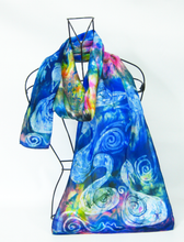 Load image into Gallery viewer, Silk Satin Scarf The Blue Children of Lir