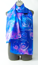 Load image into Gallery viewer, Silk Satin Scarf Celtic Blue Rose