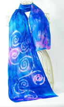 Load image into Gallery viewer, Silk Satin Scarf Celtic Blue Rose