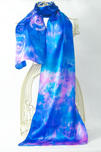 Load image into Gallery viewer, Silk Satin Scarf Celtic Blue Rose