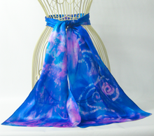 Load image into Gallery viewer, Silk Satin Scarf Celtic Blue Rose