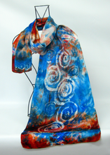 Load image into Gallery viewer, Silk Satin Scarf Celtic Blue Scarlet