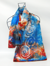 Load image into Gallery viewer, Silk Satin Scarf Celtic Blue Scarlet