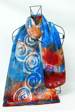 Load image into Gallery viewer, Silk Satin Scarf Celtic Blue Scarlet