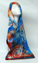 Load image into Gallery viewer, Silk Satin Scarf Celtic Blue Scarlet