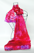 Load image into Gallery viewer, Silk Satin Scarf Celtic Magenta Ruby