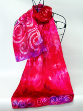 Load image into Gallery viewer, Silk Satin Scarf Celtic Magenta Ruby