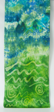Load image into Gallery viewer, Silk Satin scarf Swans in Greens