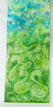 Load image into Gallery viewer, Silk Satin scarf Swans in Greens