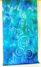 Load image into Gallery viewer, Silk Scarf Aqua Blue Celtic