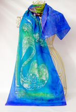 Load image into Gallery viewer, Silk Scarf Blue Drumlin Swan