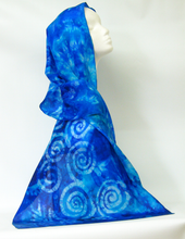 Load image into Gallery viewer, Silk Scarf Blue Spirals