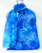 Load image into Gallery viewer, Silk Scarf Blue Spirals