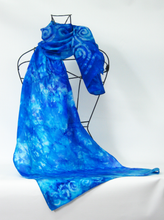 Load image into Gallery viewer, Silk Scarf Blue Spirals