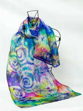 Load image into Gallery viewer, Silk Scarf Celtic Green Emerald Garden